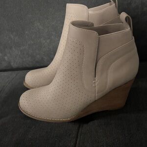 Dolce Vita Beige Wedge Ankle Boots